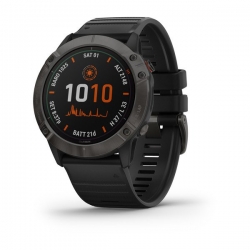 Смарт-часы Garmin Fenix 6X Pro Solar титановые серые DLC с черным ремешком