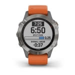 Смарт-часы Garmin Fenix 6 Sapphire титановые с оранжевым ремешком