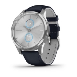 Смарт-часы Garmin Vivomove Luxe серебристый с темно-синим ремешком из итальянской кожи