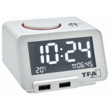 Будильник TFA HOMTIME с функцией USB зарядки белый 103x90x66 мм