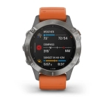 Смарт-часы Garmin Fenix 6 Sapphire титановые с оранжевым ремешком