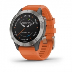 Смарт-часы Garmin Fenix 6 Sapphire титановые с оранжевым ремешком