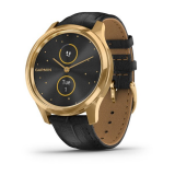 Смарт-часы Garmin Vivomove Luxe золотистые черные с кожаным ремешком из итальянской кожи